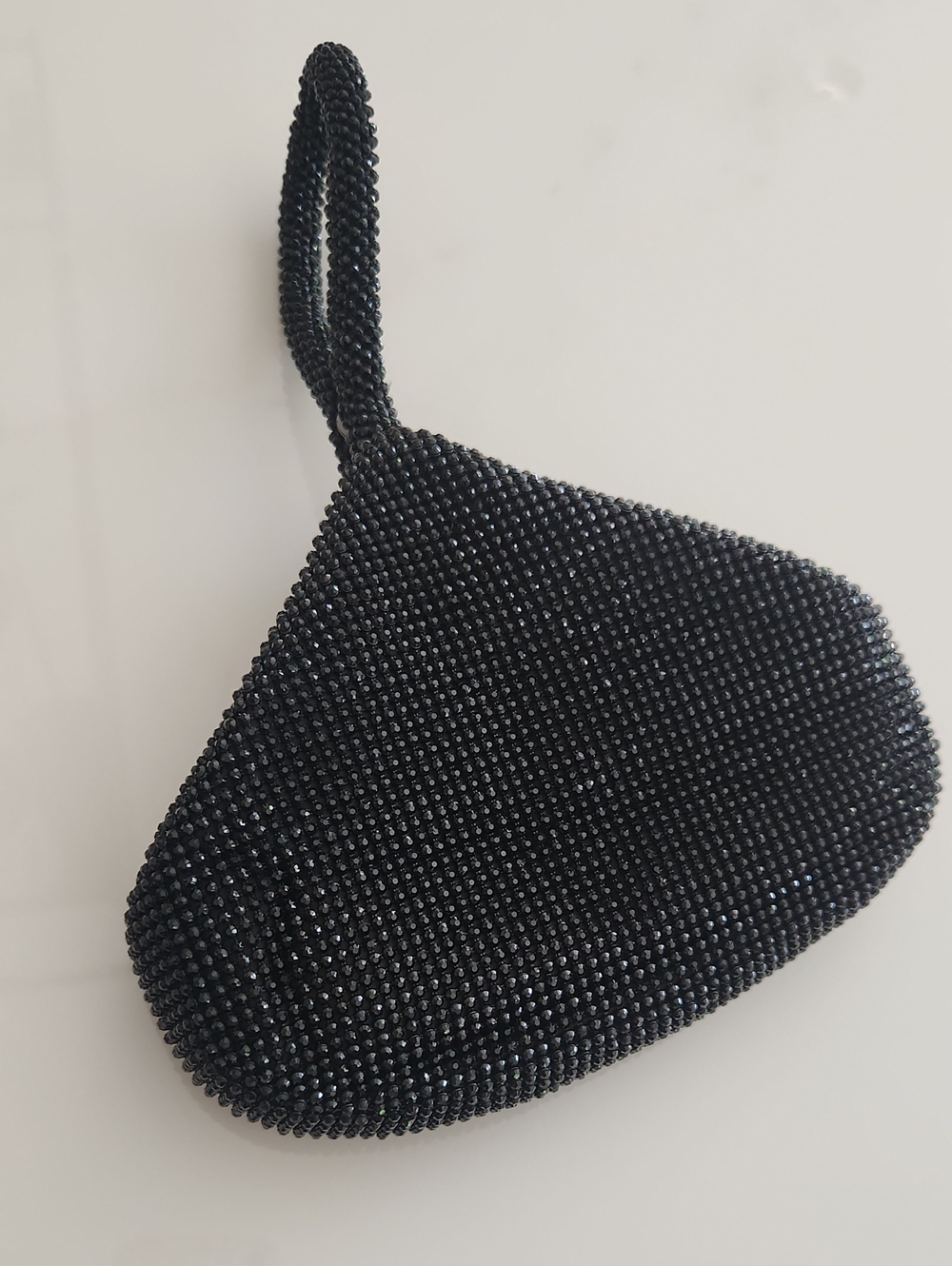 Black Beaded Wristlet Clutch - Elegant Evening Bag